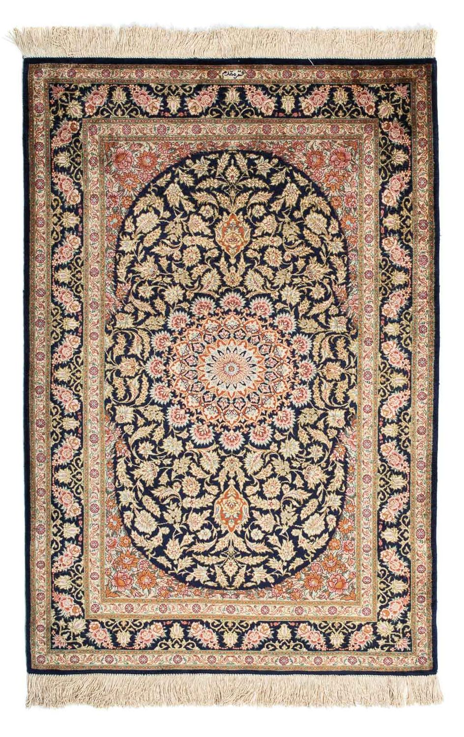 Persisk tæppe - Ghom - 120 x 79 cm - mørkeblå