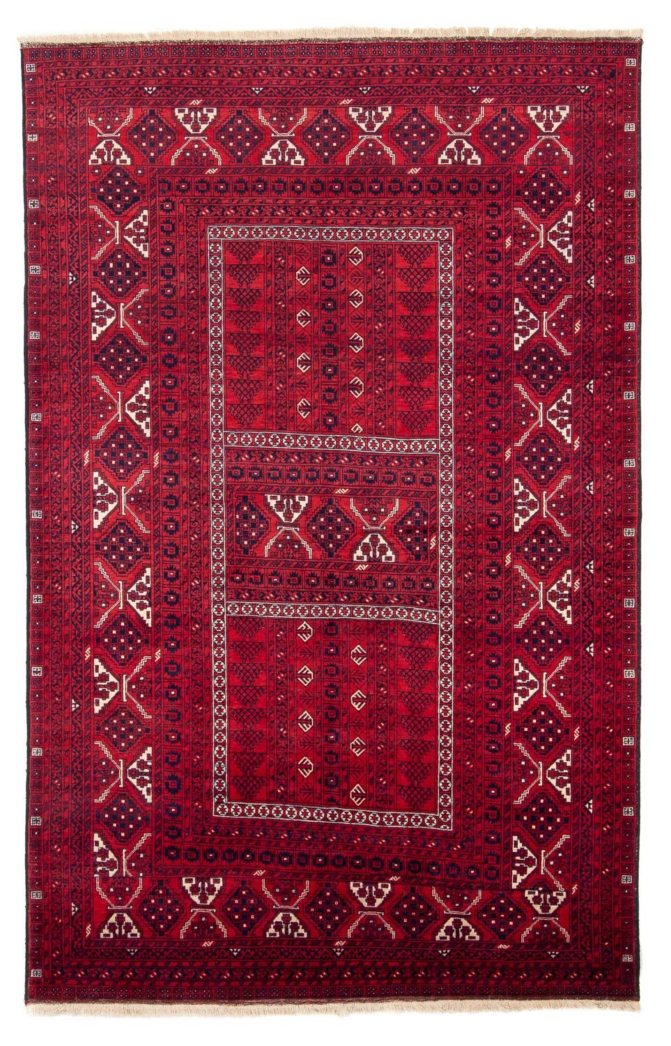Turkaman-tæppe - 248 x 163 cm - mørkerød