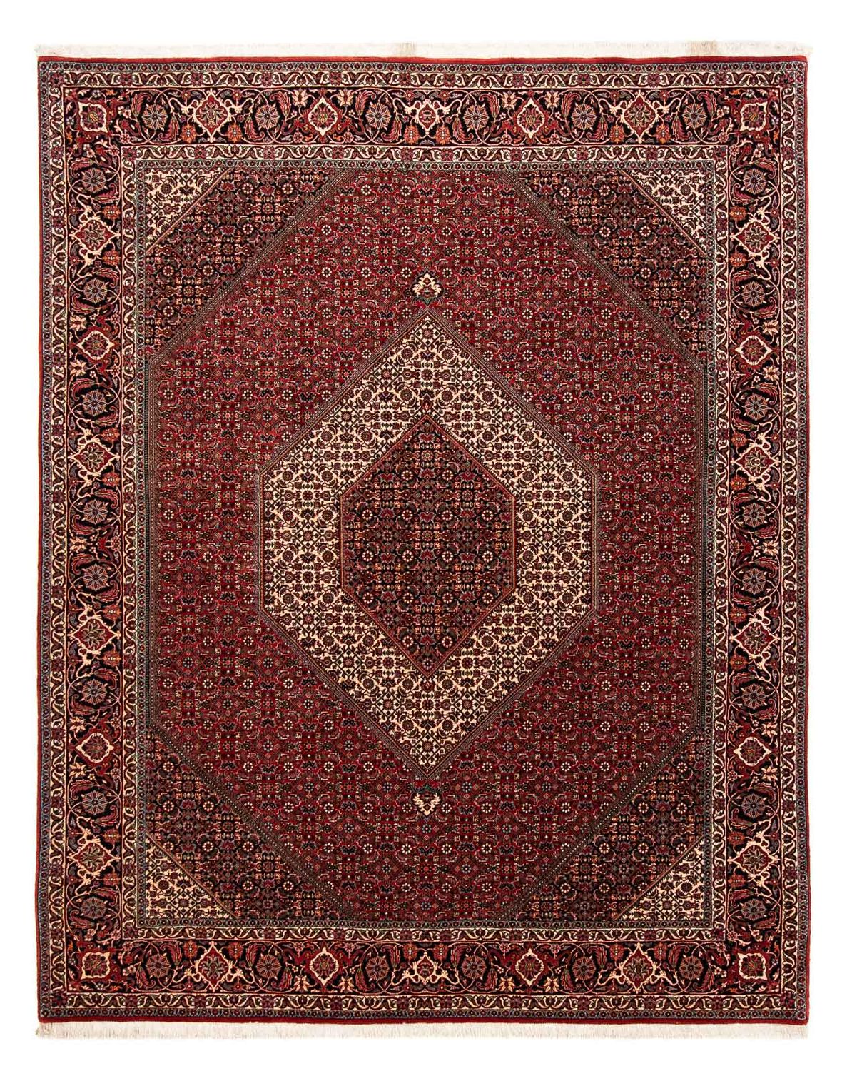 Persisk tæppe - Bijar - 253 x 202 cm - mørkerød