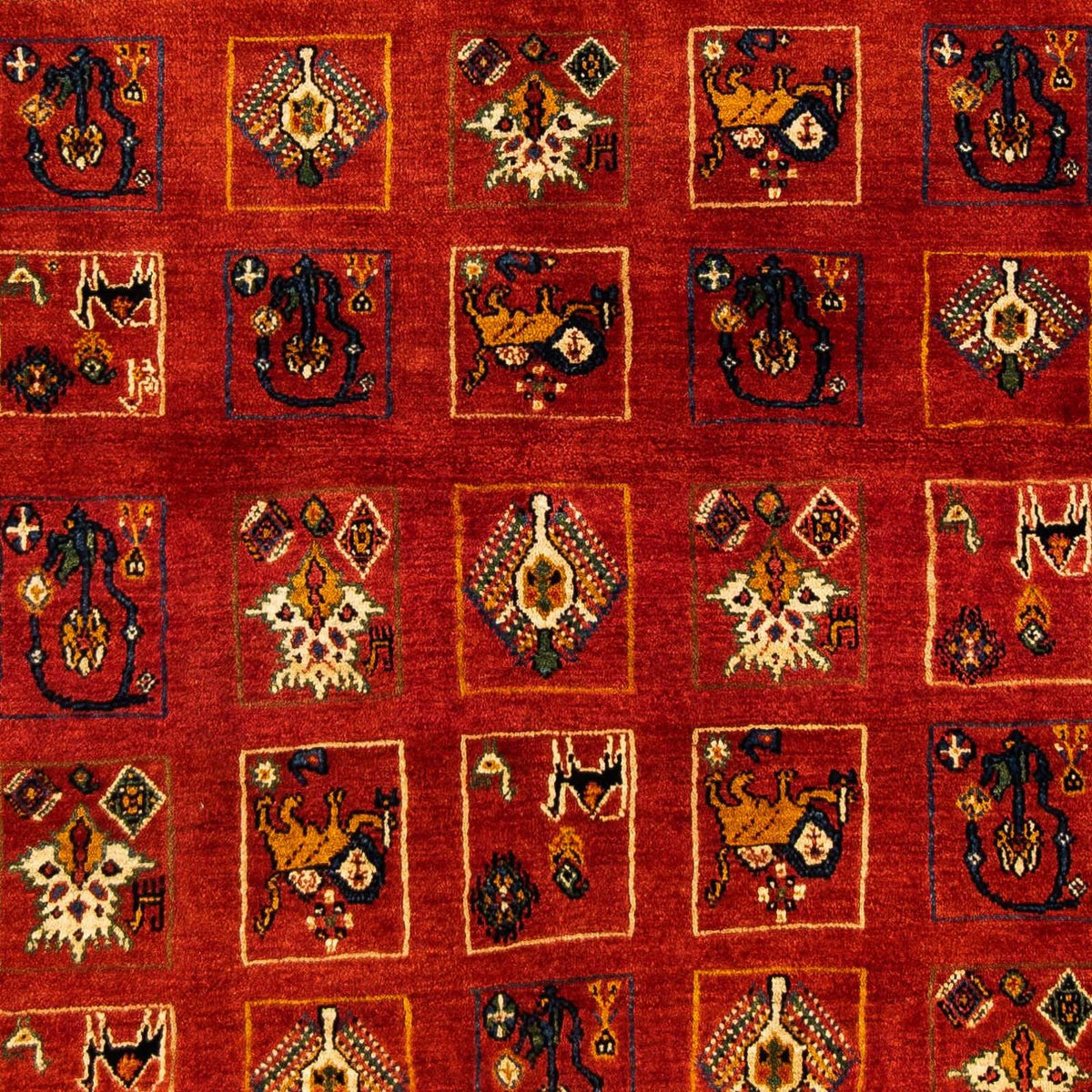 Gabbeh-tæppe - Kashkuli Persisk - 214 x 145 cm - mørkerød