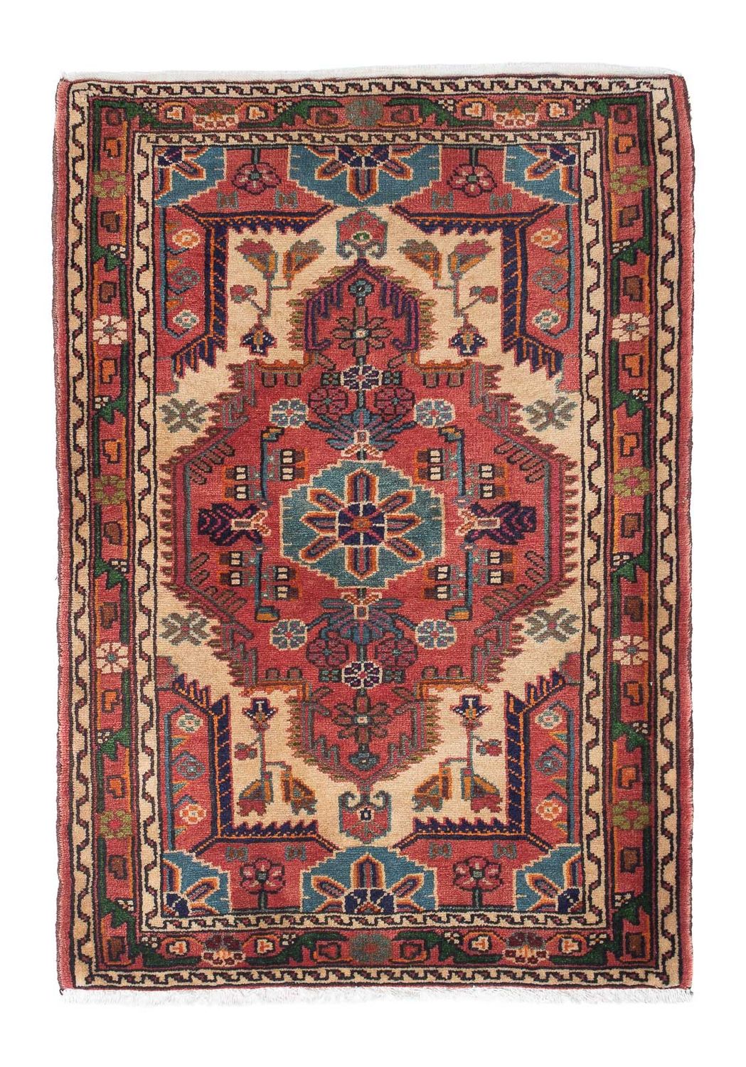 Persisk tæppe - Nomadisk - 130 x 92 cm - lysrød