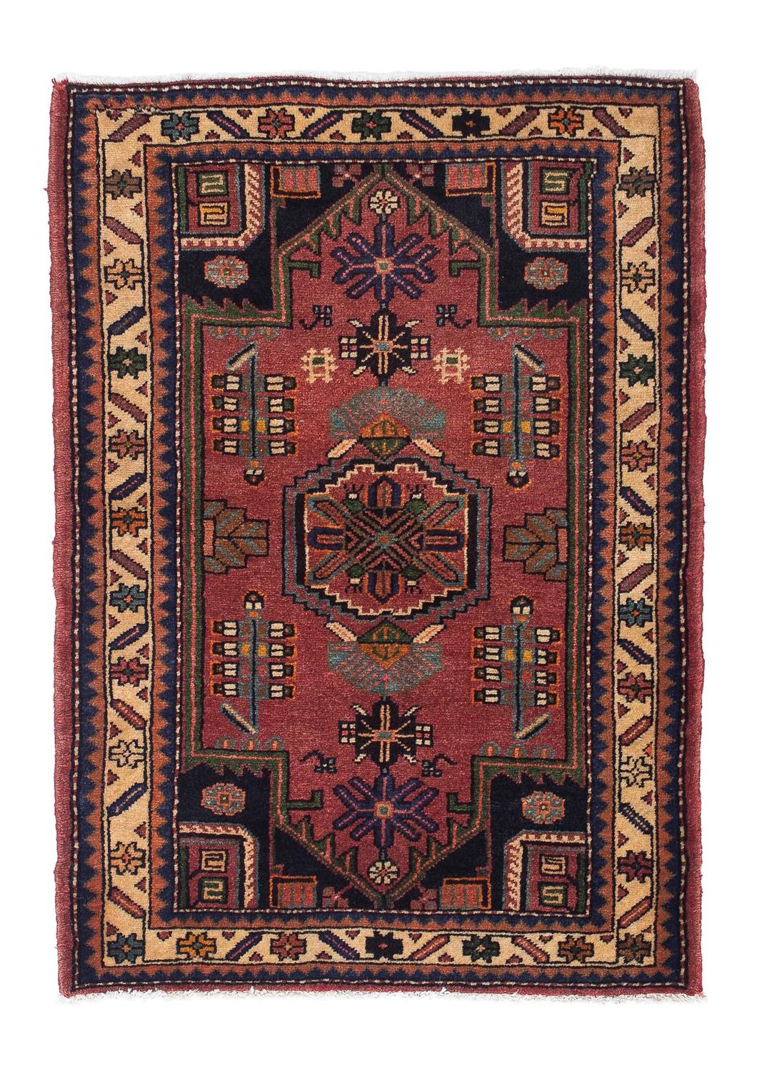 Persisk tæppe - Nomadisk - 120 x 86 cm - mørkerød