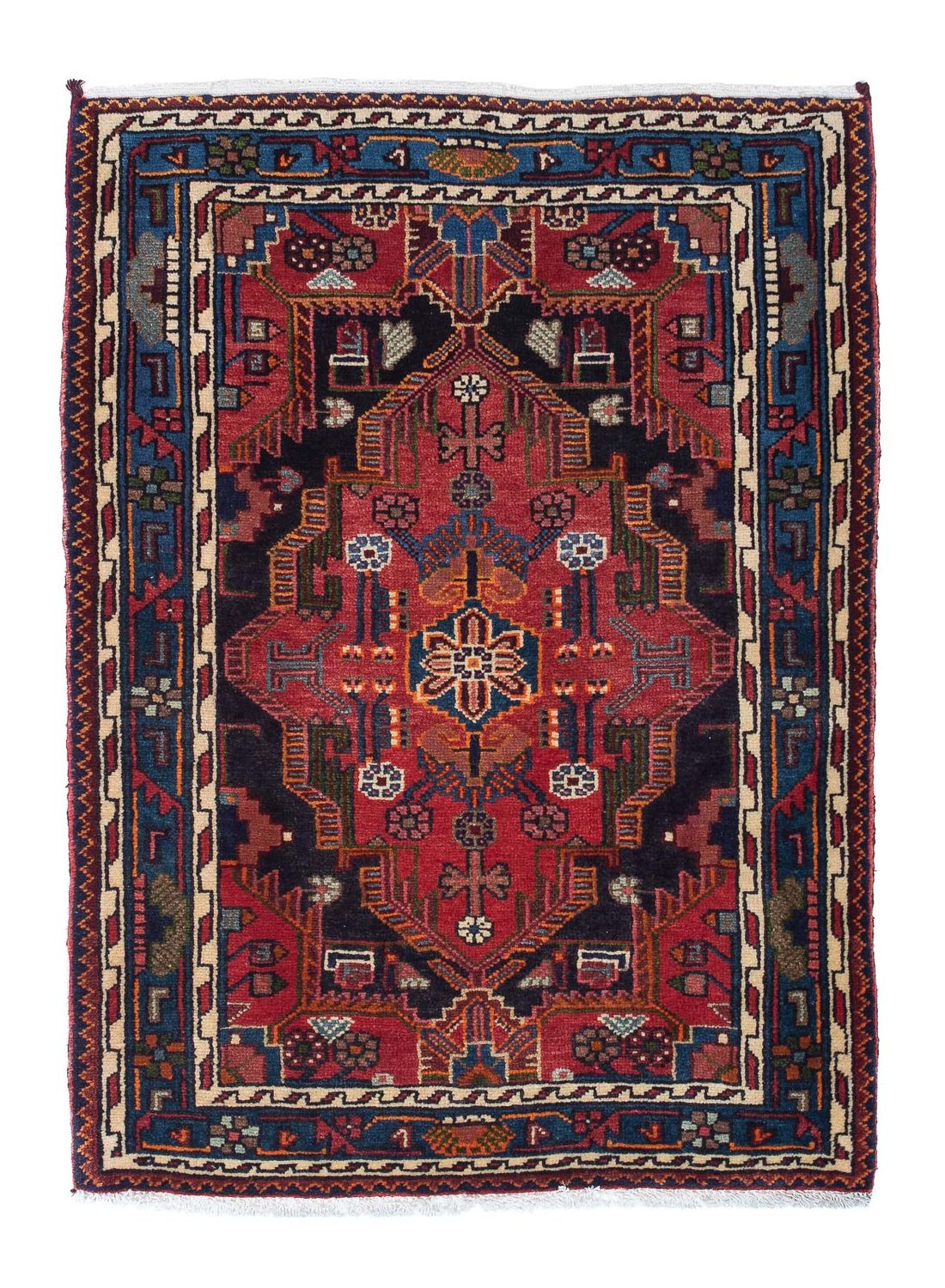 Persisk tæppe - Nomadisk - 125 x 90 cm - mørkerød