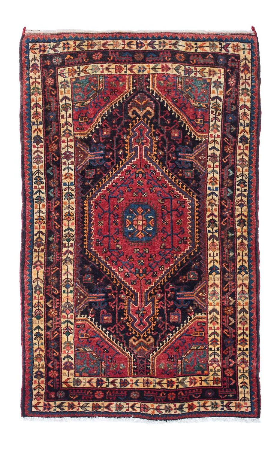 Persisk tæppe - Nomadisk - 138 x 88 cm - mørkerød