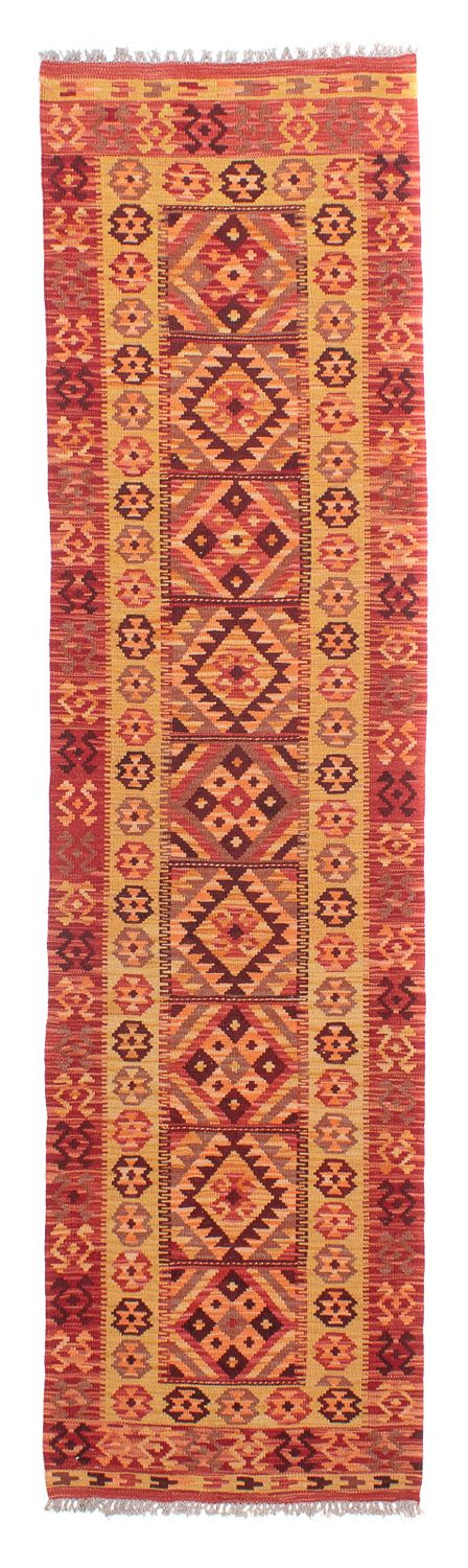 Løber Kelim Carpet - Splash - 299 x 73 cm - lysrød