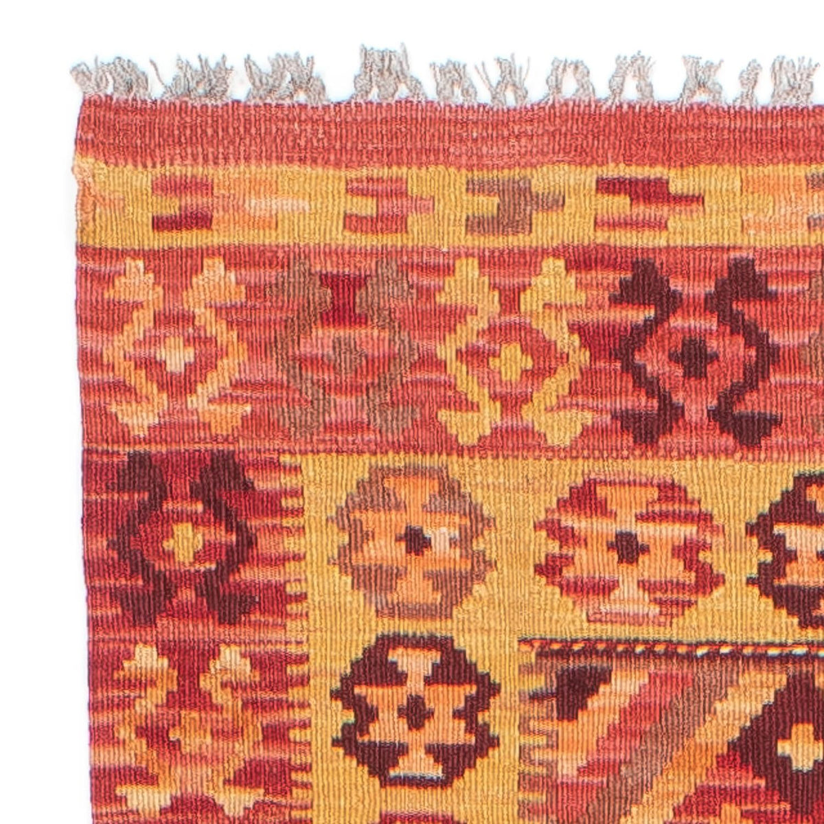 Løber Kelim Carpet - Splash - 299 x 73 cm - lysrød