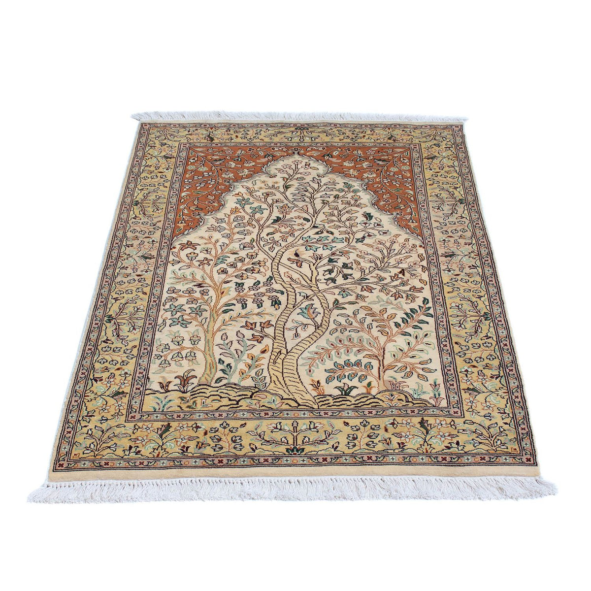Silketæppe - Kashmir Silk - 124 x 76 cm - beige