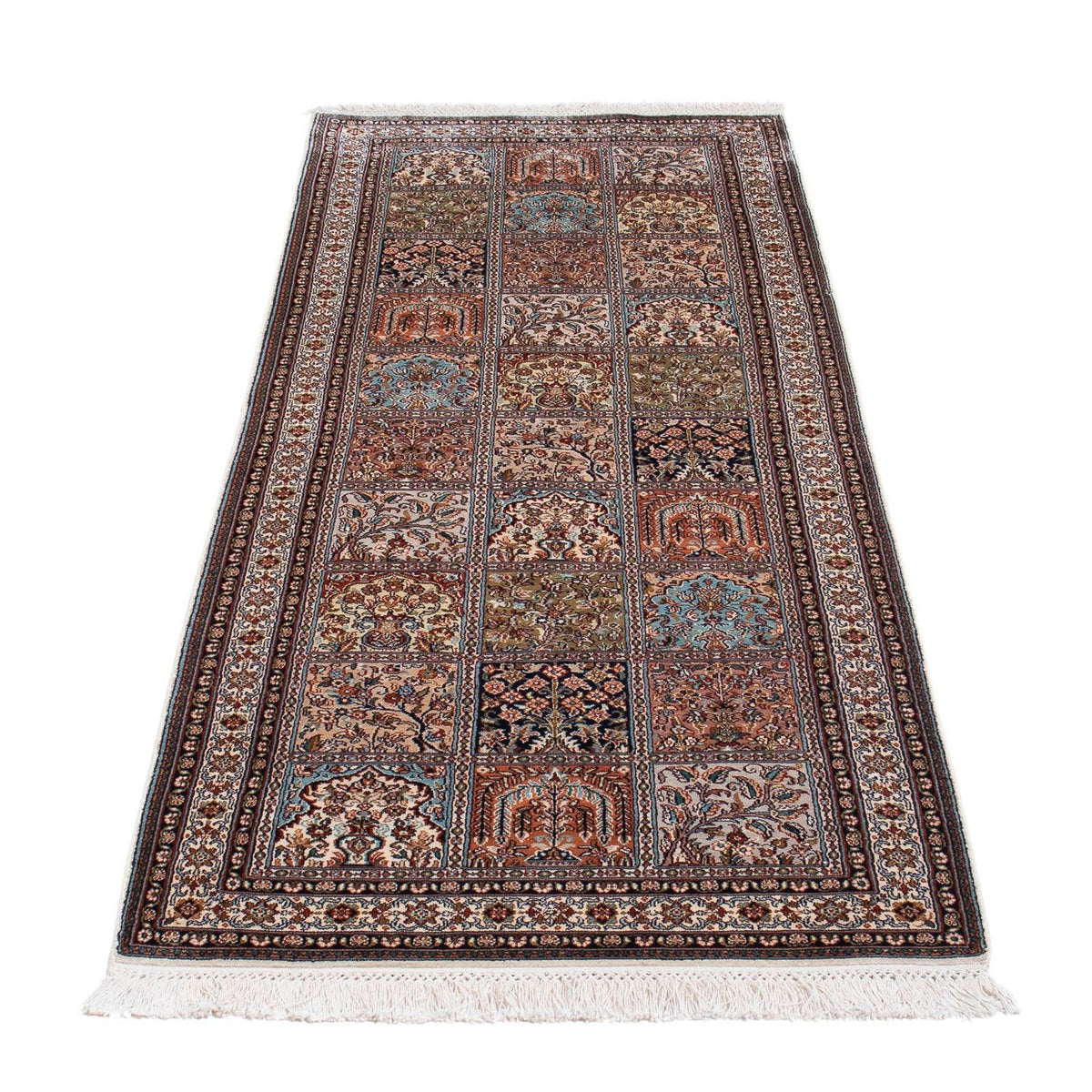 Løber Silketæppe - Kashmir Silk - 227 x 79 cm - flerfarvet
