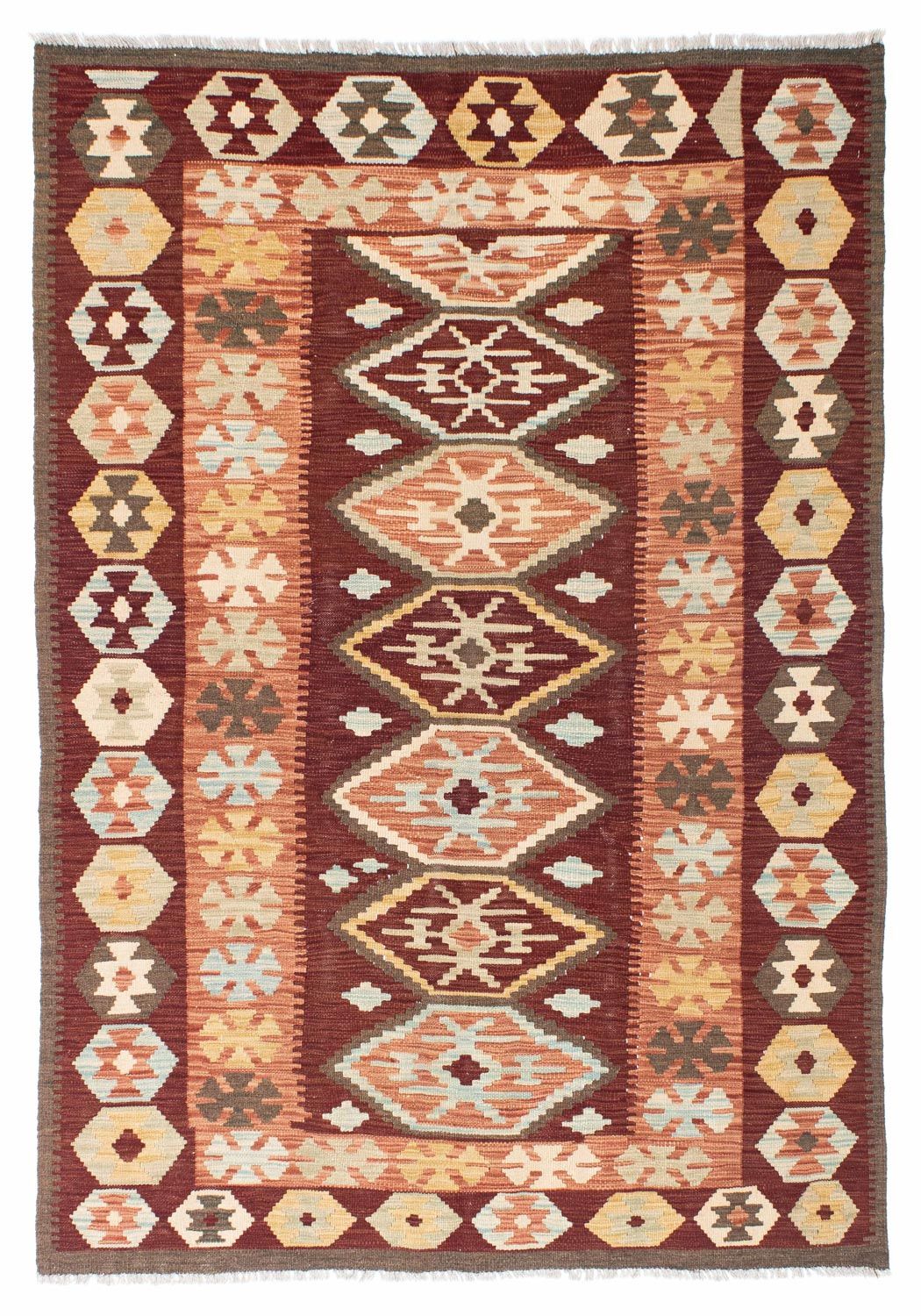 Kelim-tæppe - orientalsk - 197 x 141 cm - brun