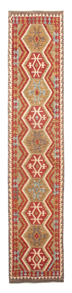 Løber Kelim Carpet - Splash - 393 x 77 cm - rød