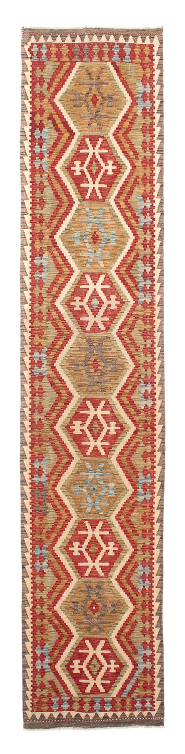 Løber Kelim Carpet - Splash - 393 x 77 cm - rød