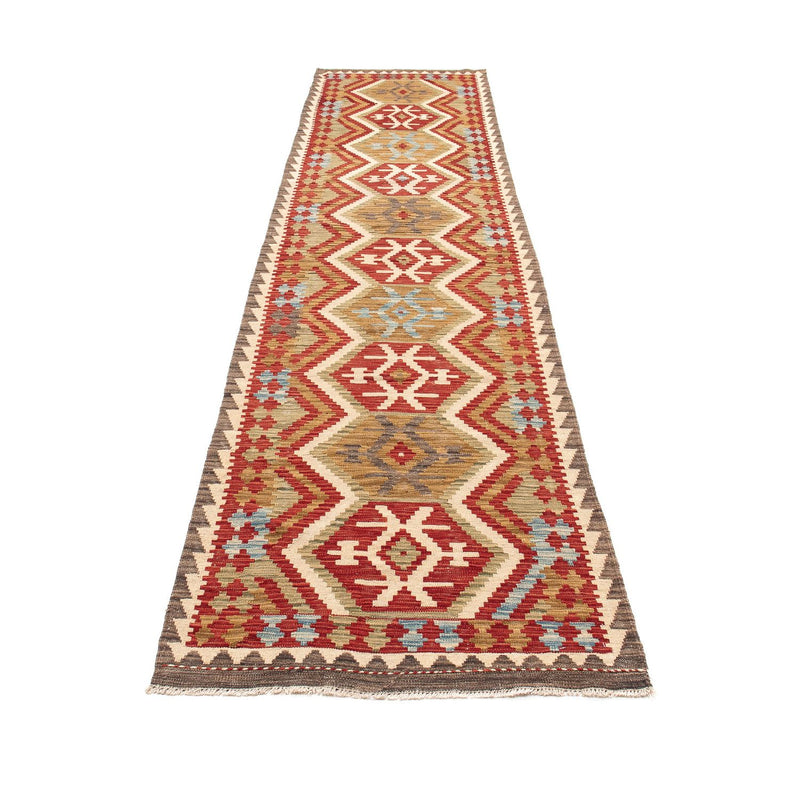 Løber Kelim Carpet - Splash - 393 x 77 cm - rød