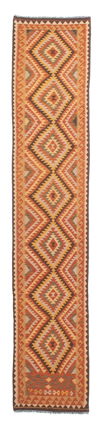Løber Kelim Carpet - Splash - 394 x 76 cm - flerfarvet