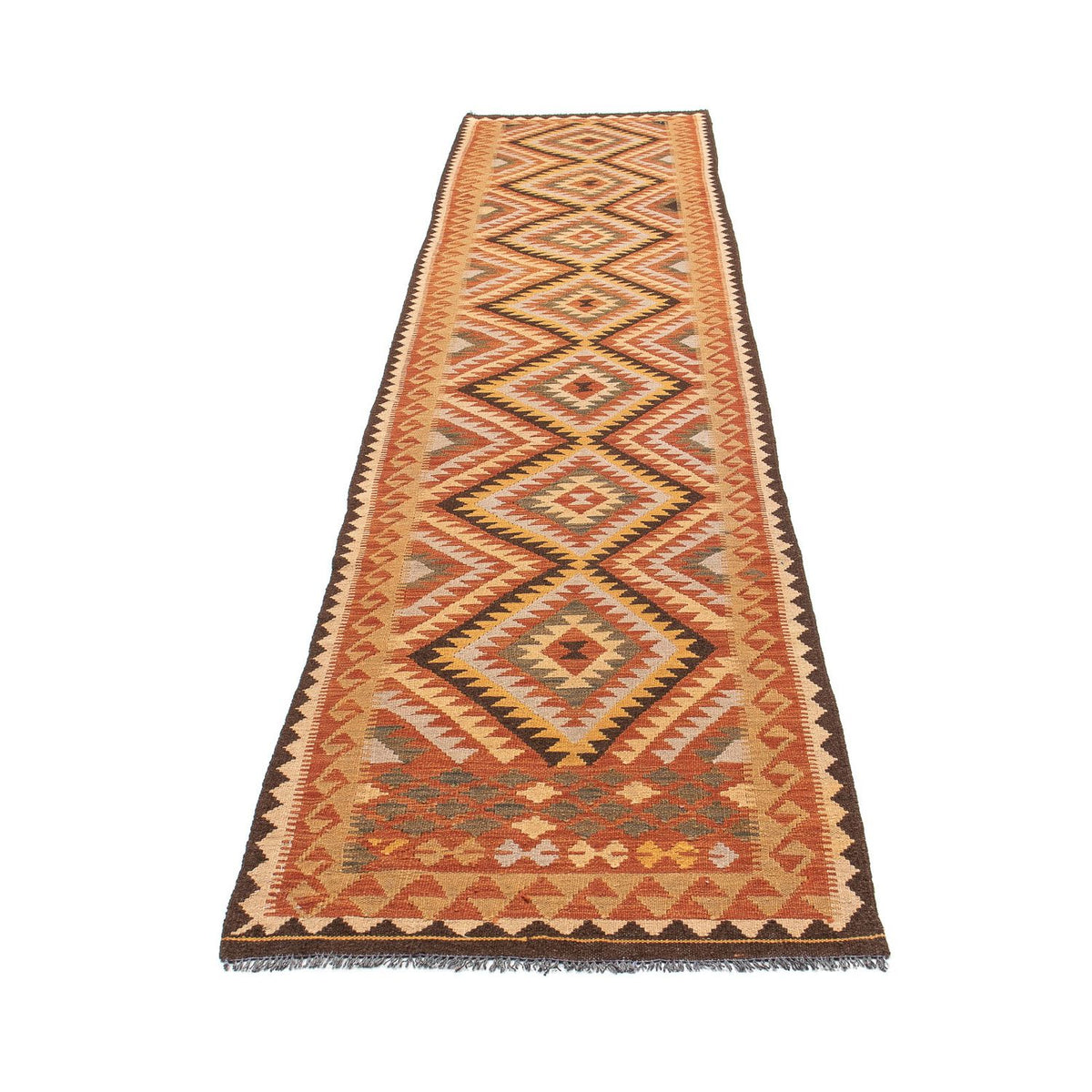 Løber Kelim Carpet - Splash - 394 x 76 cm - flerfarvet