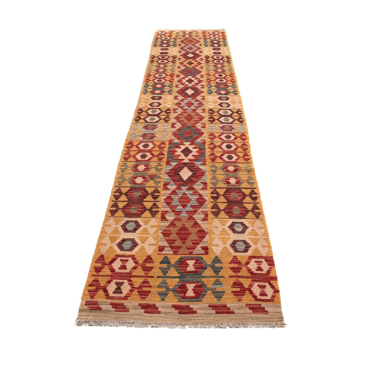 Løber Kelim Carpet - Splash - 394 x 70 cm - flerfarvet