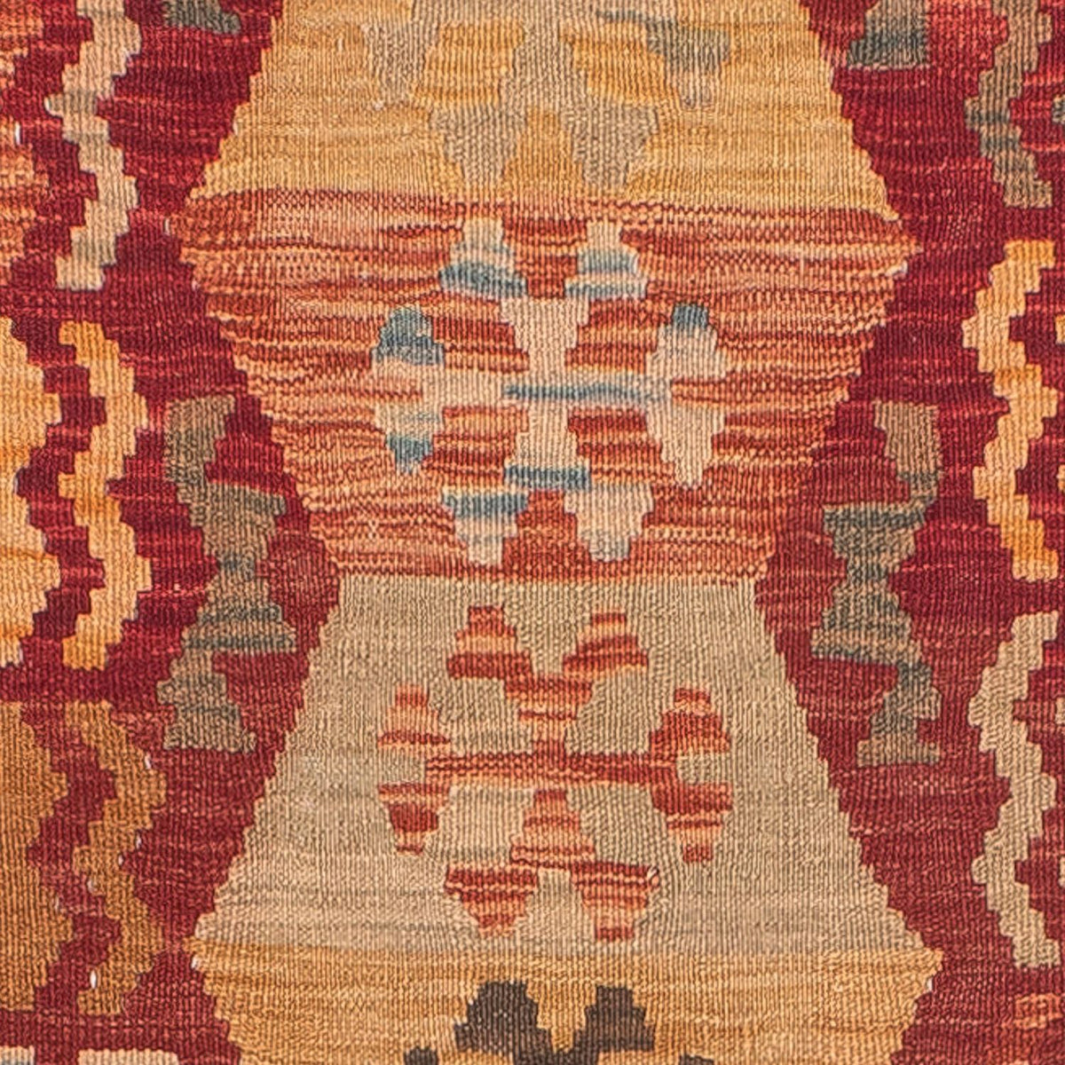Løber Kelim Carpet - Splash - 389 x 76 cm - rød