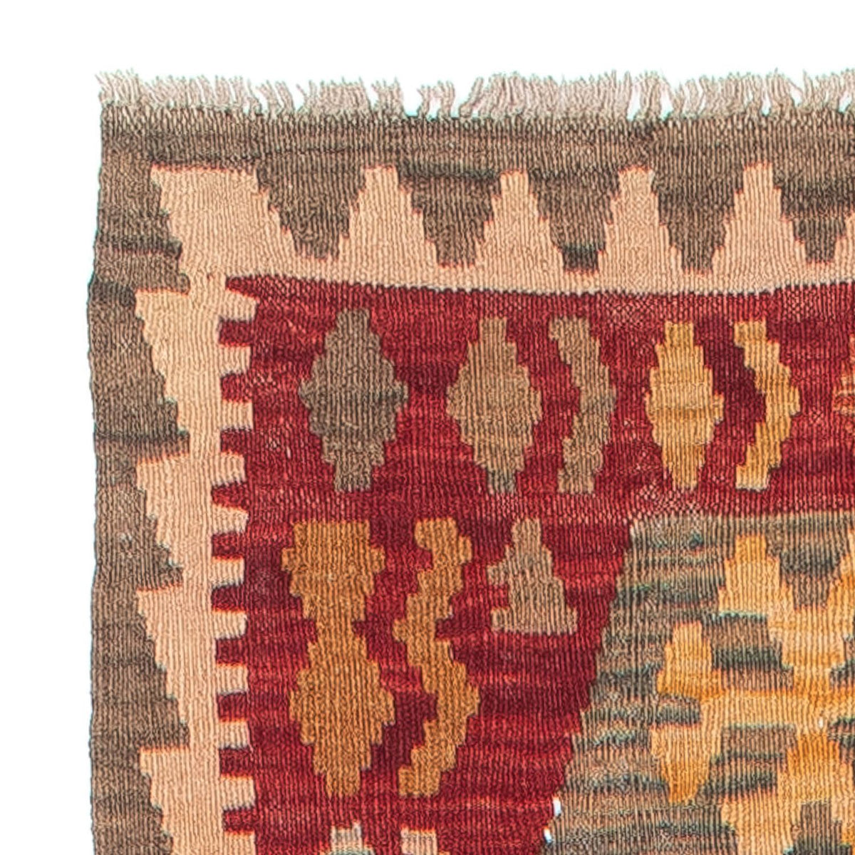 Løber Kelim Carpet - Splash - 389 x 76 cm - rød