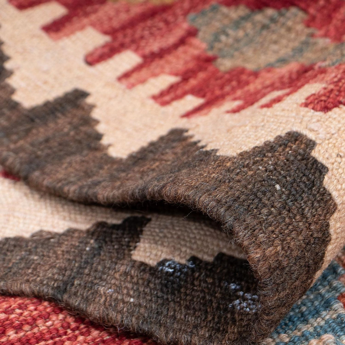 Løber Kelim Carpet - Splash - 389 x 76 cm - rød