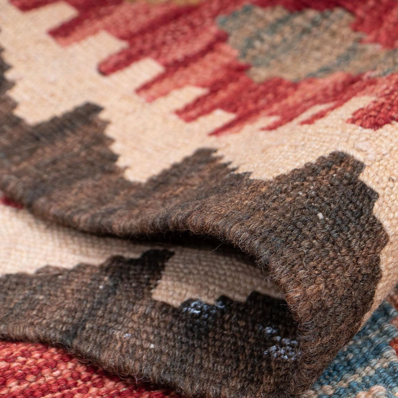 Løber Kelim Carpet - Splash - 389 x 76 cm - rød