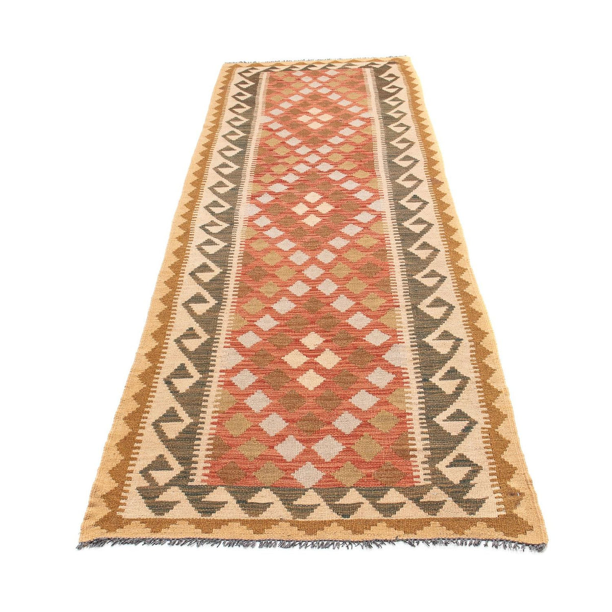 Løber Kelim Carpet - Splash - 300 x 82 cm - lysrød