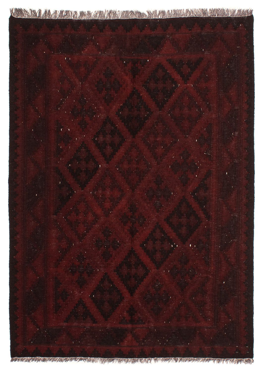Kelim-tæppe - orientalsk - 193 x 145 cm - mørkerød