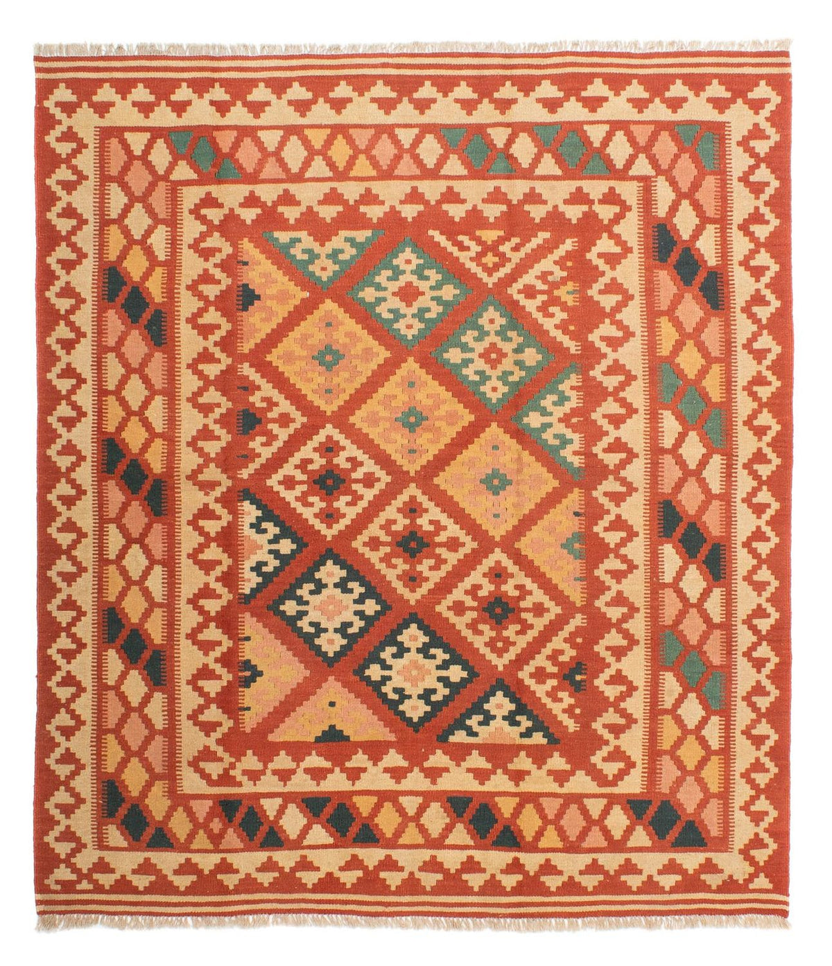 Kelim-tæppe - orientalsk firkantet  - 213 x 193 cm - flerfarvet