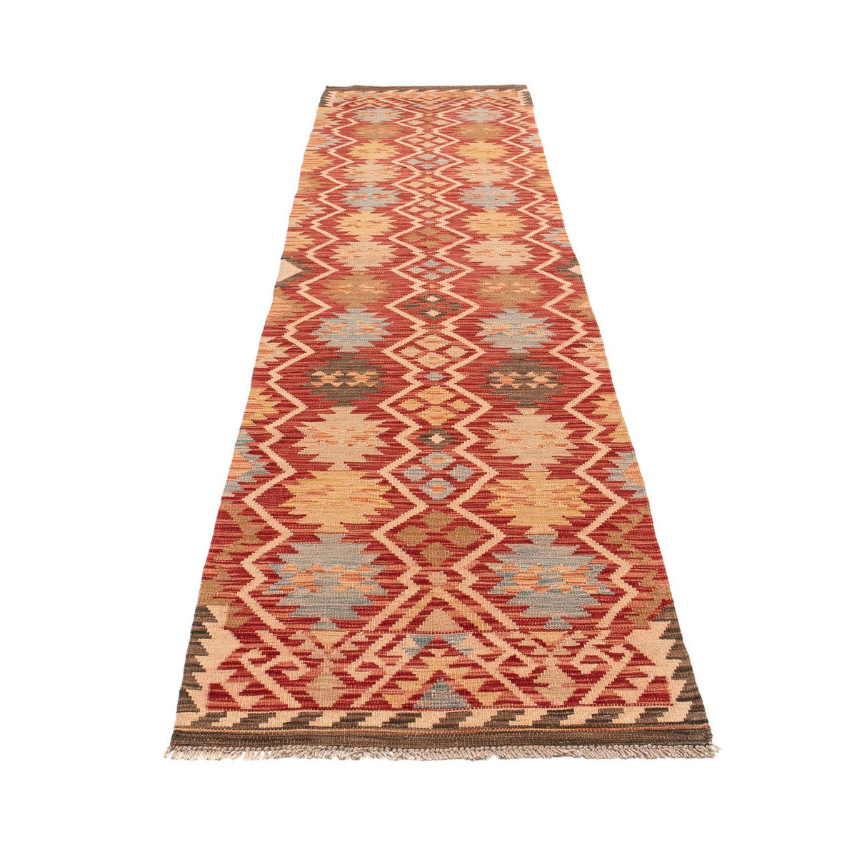Løber Kelim Carpet - Splash - 384 x 75 cm - rød