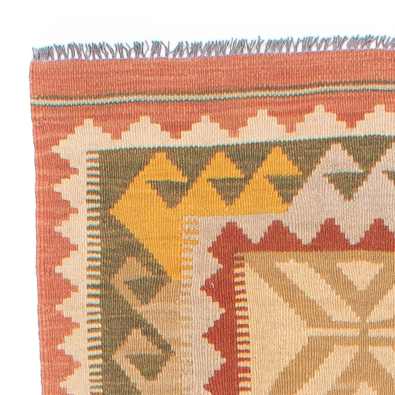 Løber Kelim Carpet - Splash - 306 x 82 cm - lysrød