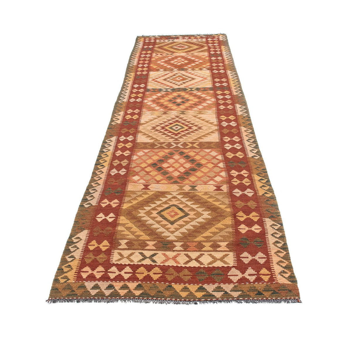 Løber Kelim Carpet - Splash - 397 x 95 cm - flerfarvet