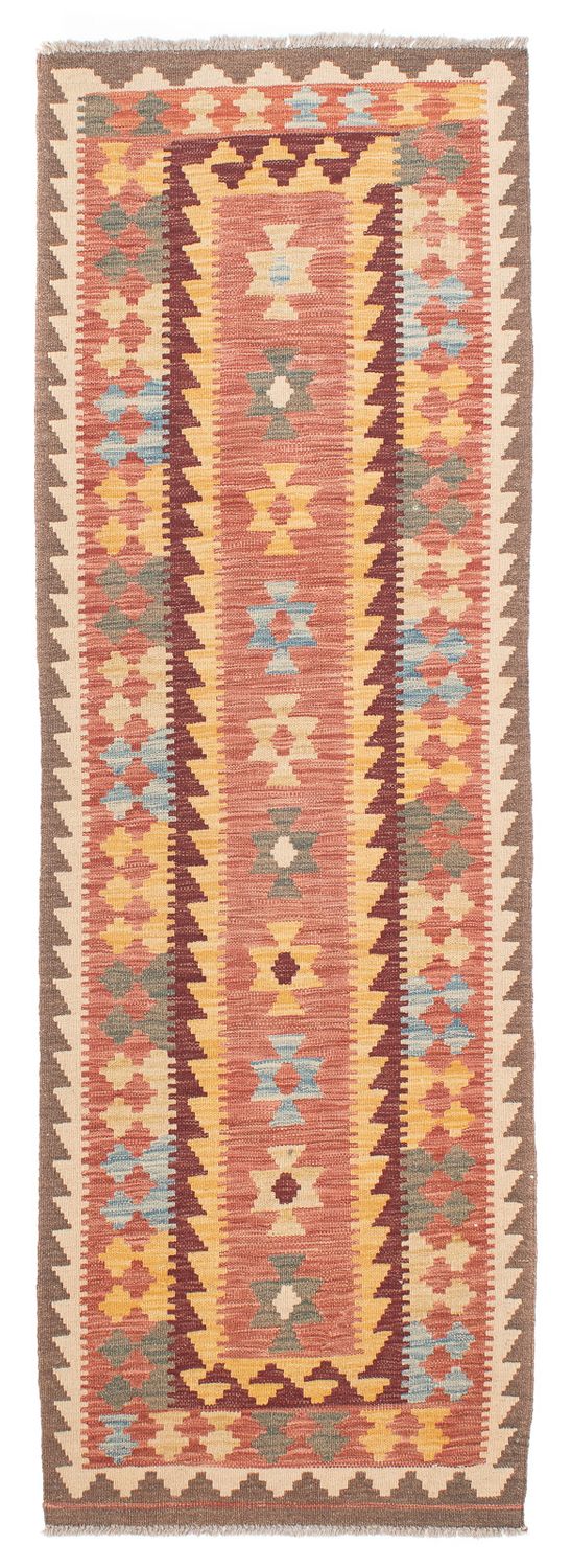 Løber Kelim Carpet - Splash - 200 x 65 cm - lysrød