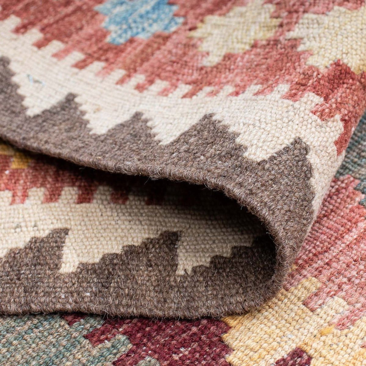 Løber Kelim Carpet - Splash - 200 x 65 cm - lysrød