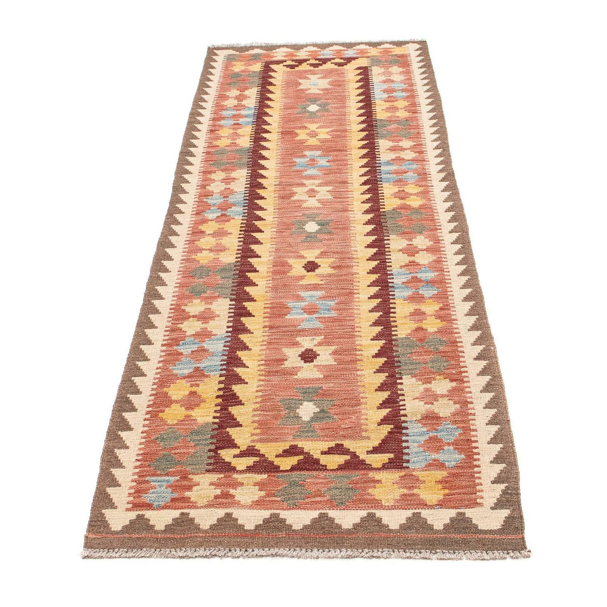 Løber Kelim Carpet - Splash - 200 x 65 cm - lysrød