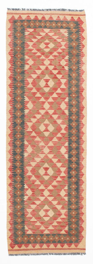 Løber Kelim Carpet - Splash - 203 x 60 cm - lysrød