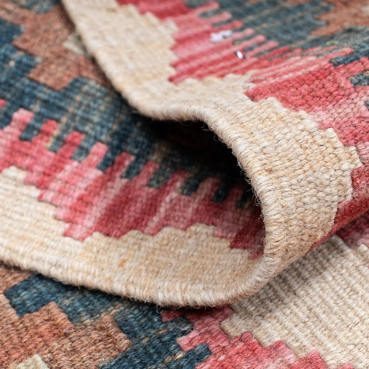 Løber Kelim Carpet - Splash - 203 x 60 cm - lysrød