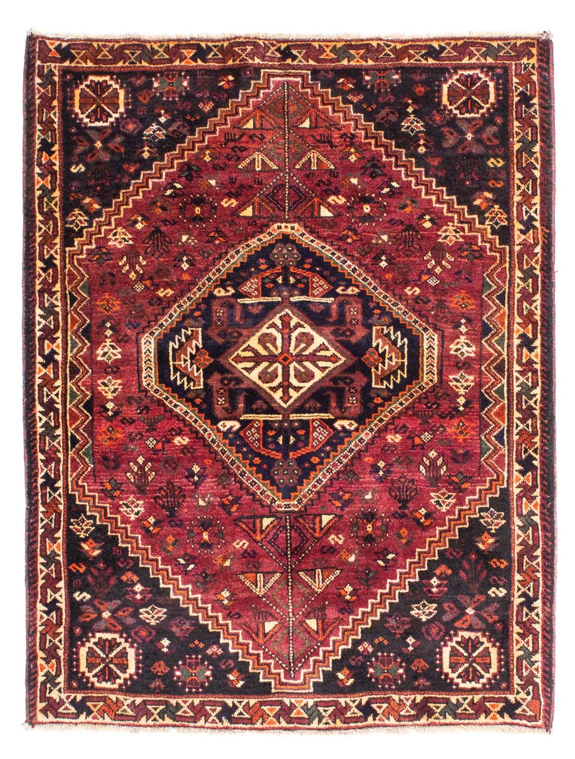 Persisk tæppe - Nomadisk - 160 x 125 cm - mørkerød