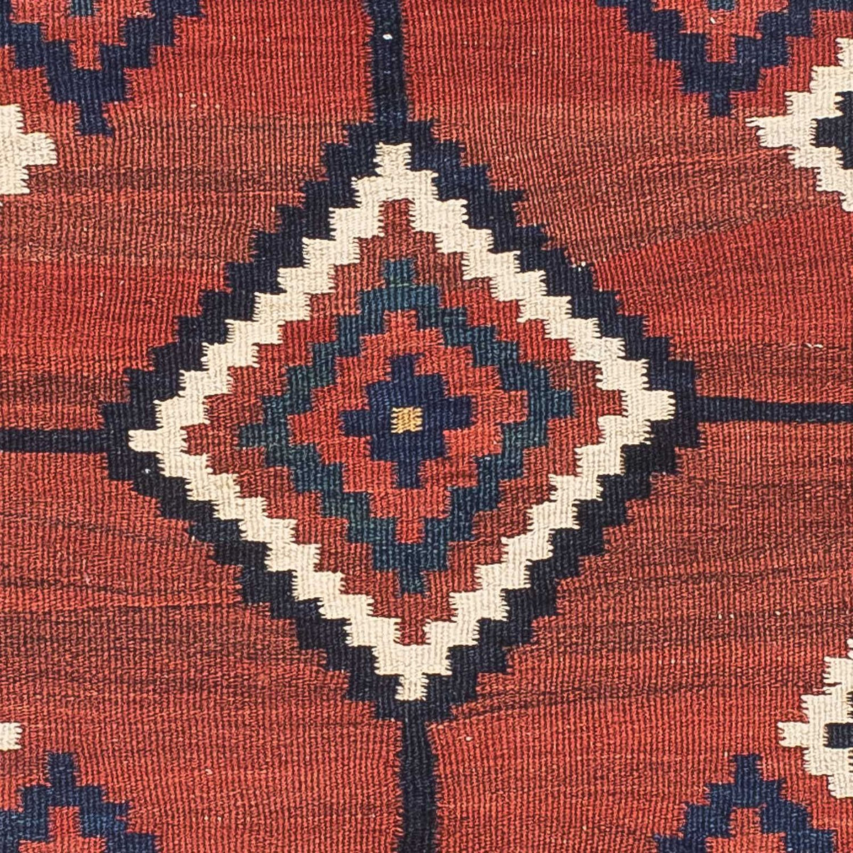 Kelim-tæppe - orientalsk firkantet - 144 x 132 cm - mørkerød