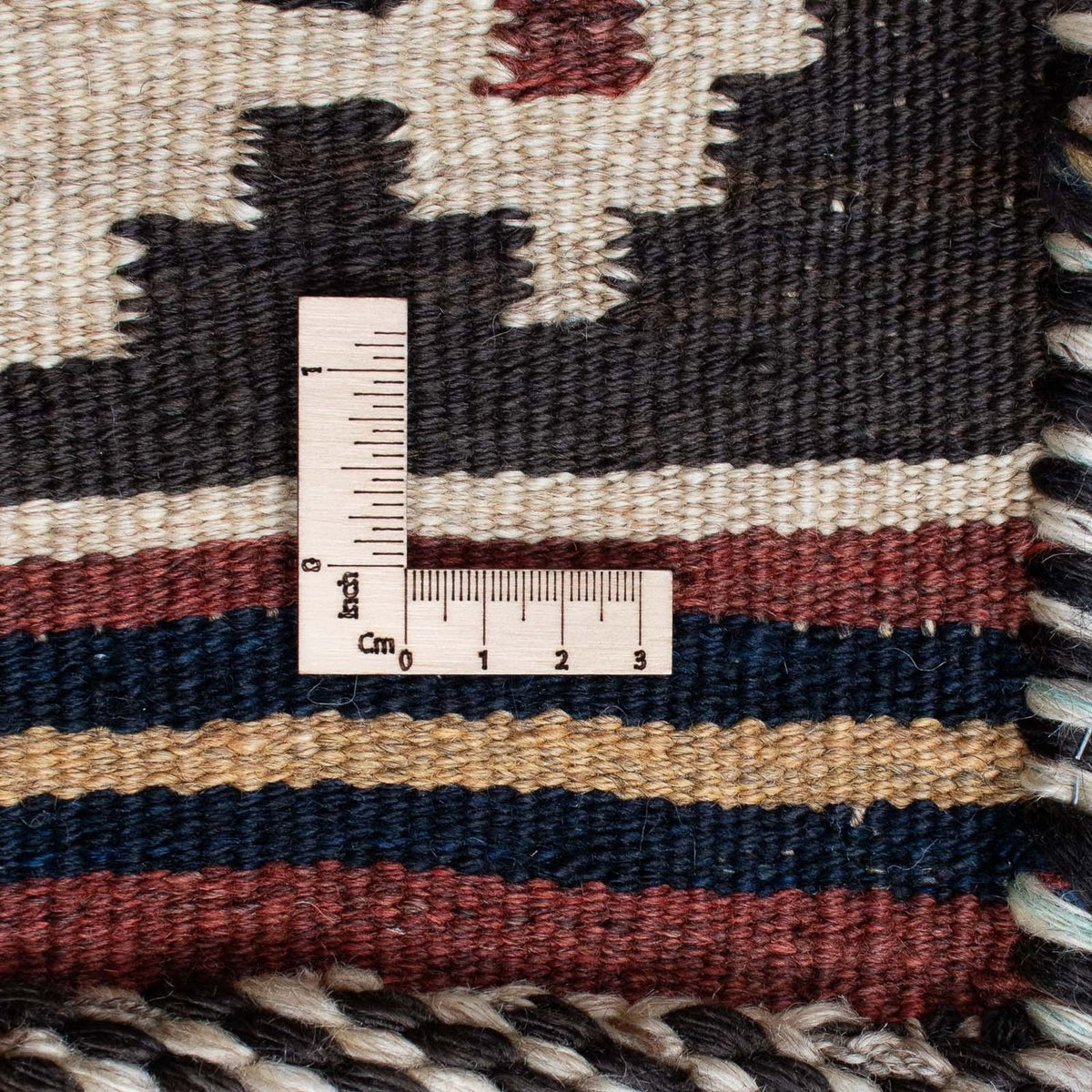 Kelim-tæppe - orientalsk firkantet - 144 x 132 cm - mørkerød