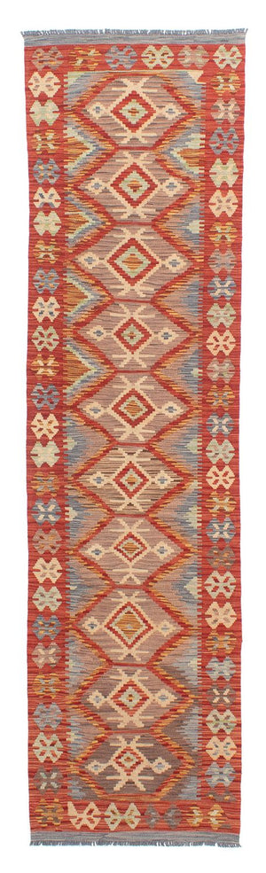 Løber Kelim Carpet - Splash - 298 x 77 cm - rød