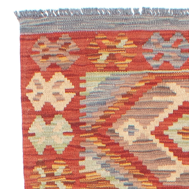 Løber Kelim Carpet - Splash - 298 x 77 cm - rød