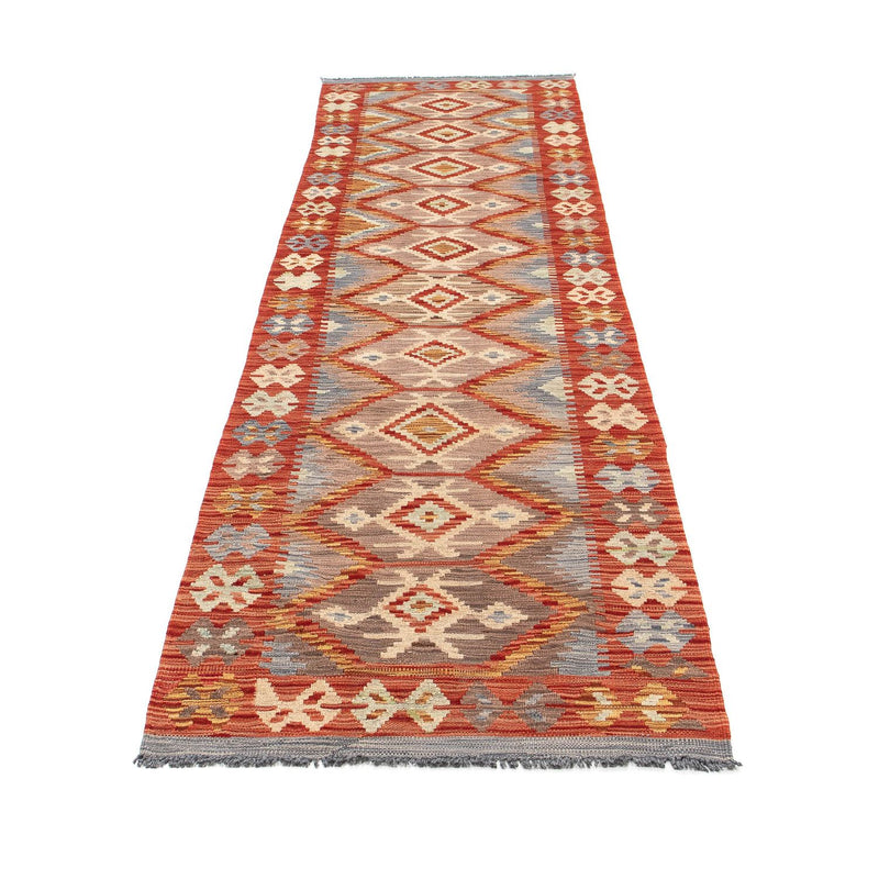 Løber Kelim Carpet - Splash - 298 x 77 cm - rød