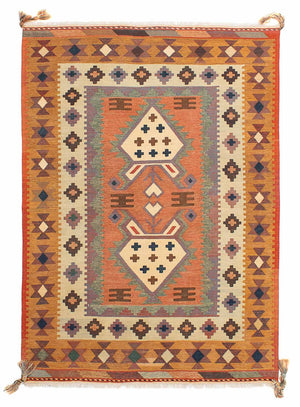 Kelim-tæppe - orientalsk - 205 x 144 cm - flerfarvet