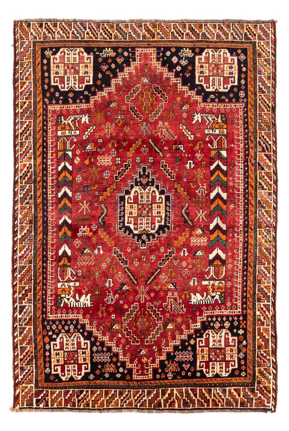 Persisk tæppe - Nomadisk - 234 x 155 cm - mørkerød