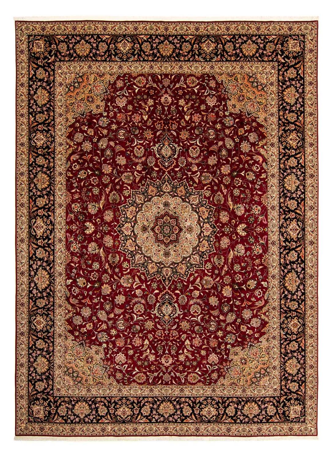 Persisk tæppe - Tabriz - Royal - 393 x 298 cm - mørkerød