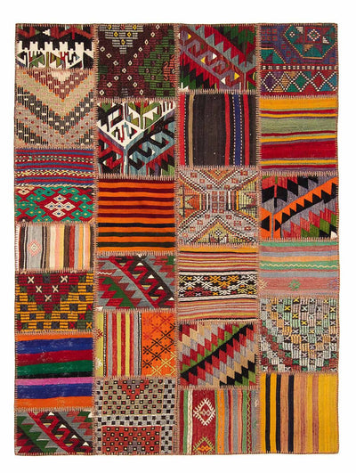 Patchwork-tæppe 168x238cm - Uldtæppe