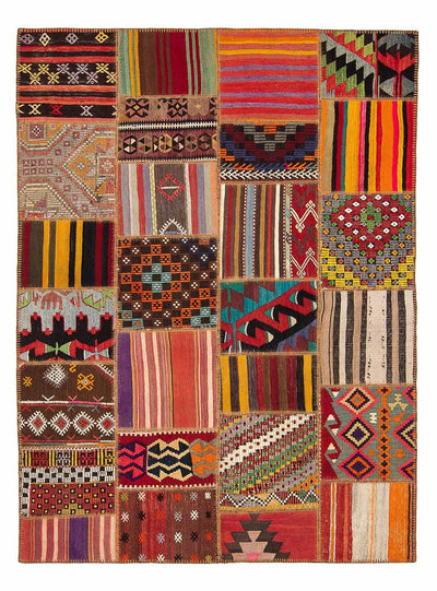 Patchwork-tæppe 168x239cm - Uldtæppe
