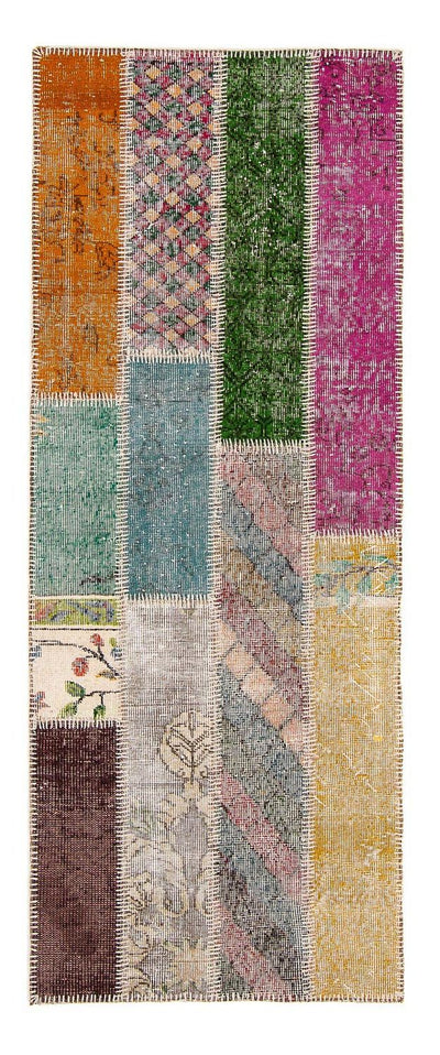 Patchwork-tæppe 90x203cm - Uldtæppe
