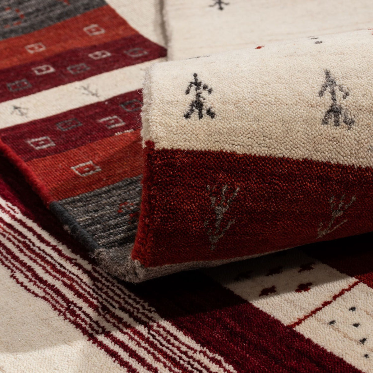 Gabbeh Tæppe - Loribaft Persisk - 250 x 198 cm - beige