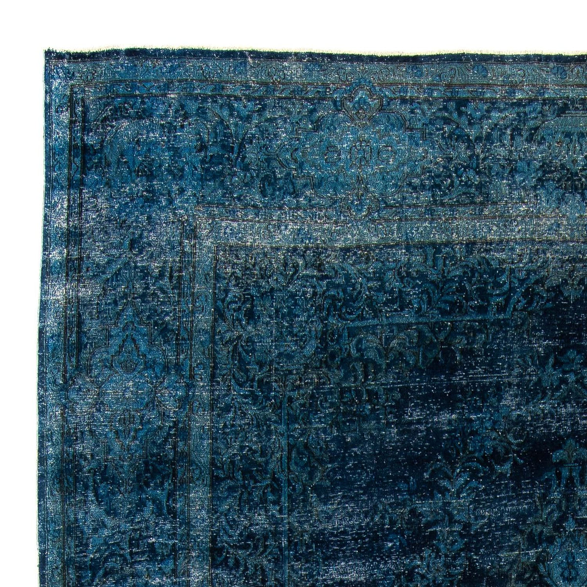 Vintage tæppe - 384 x 293 cm - mørkeblå