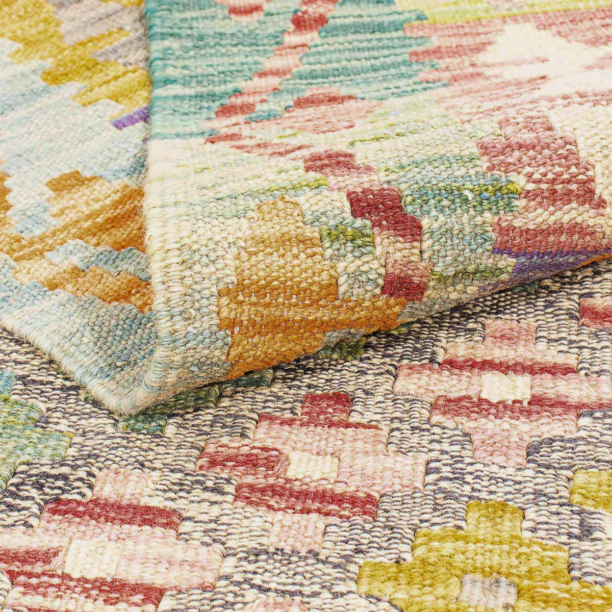 Kelim Carpet - Splash - 241 x 202 cm - flerfarvet