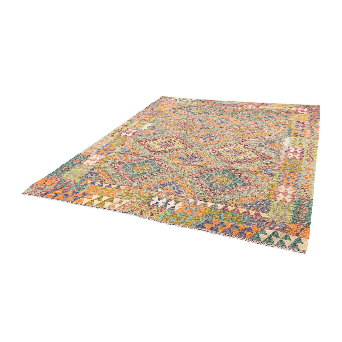 Kelim Carpet - Splash - 241 x 202 cm - flerfarvet